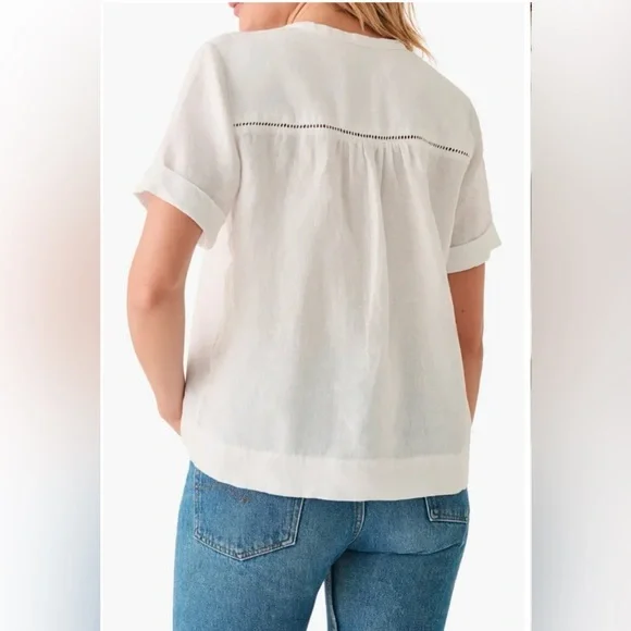 Faherty White Gemina Pintuck Linen Top - Picture 2 of 7